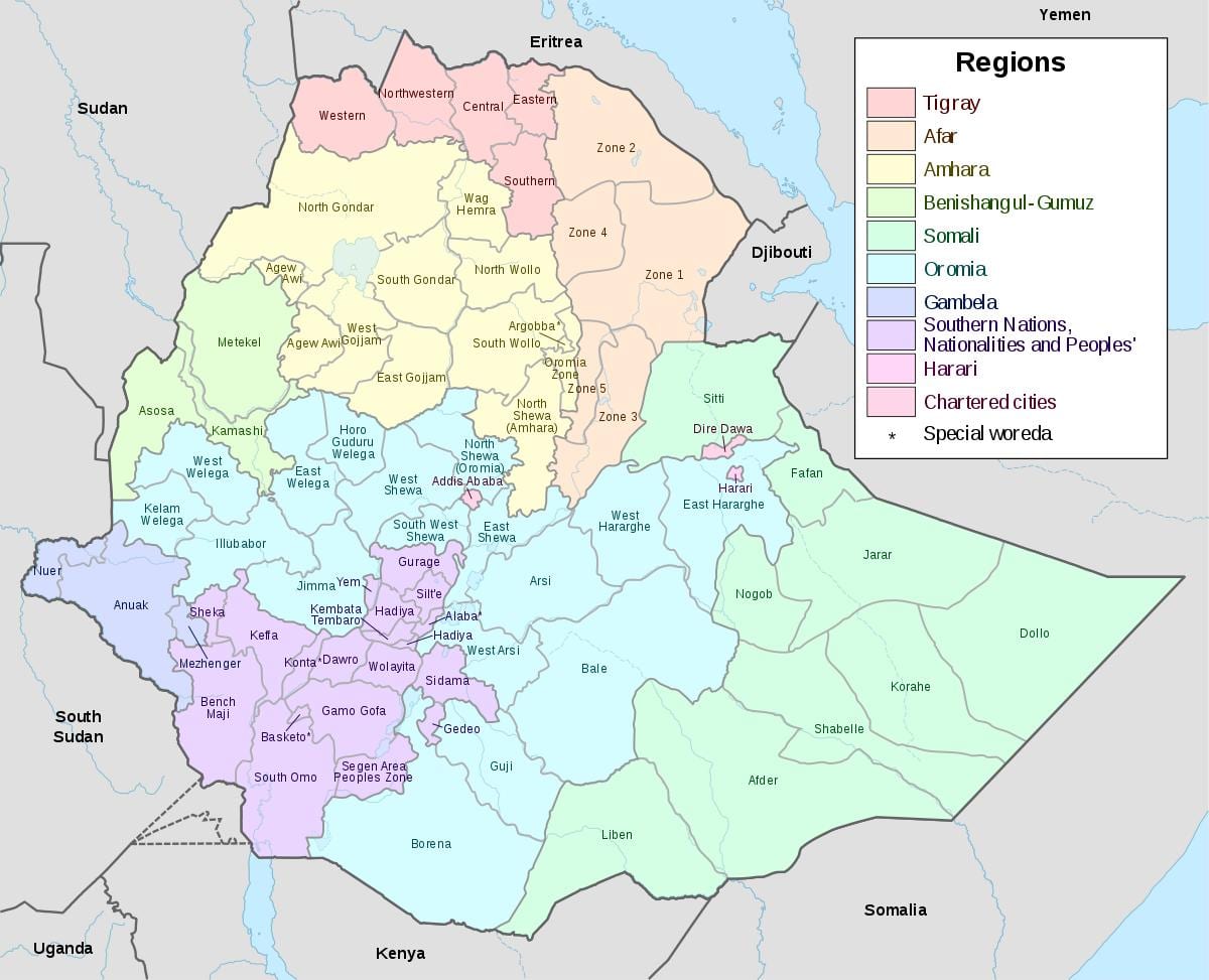 hawassa Etiopija žemėlapyje
