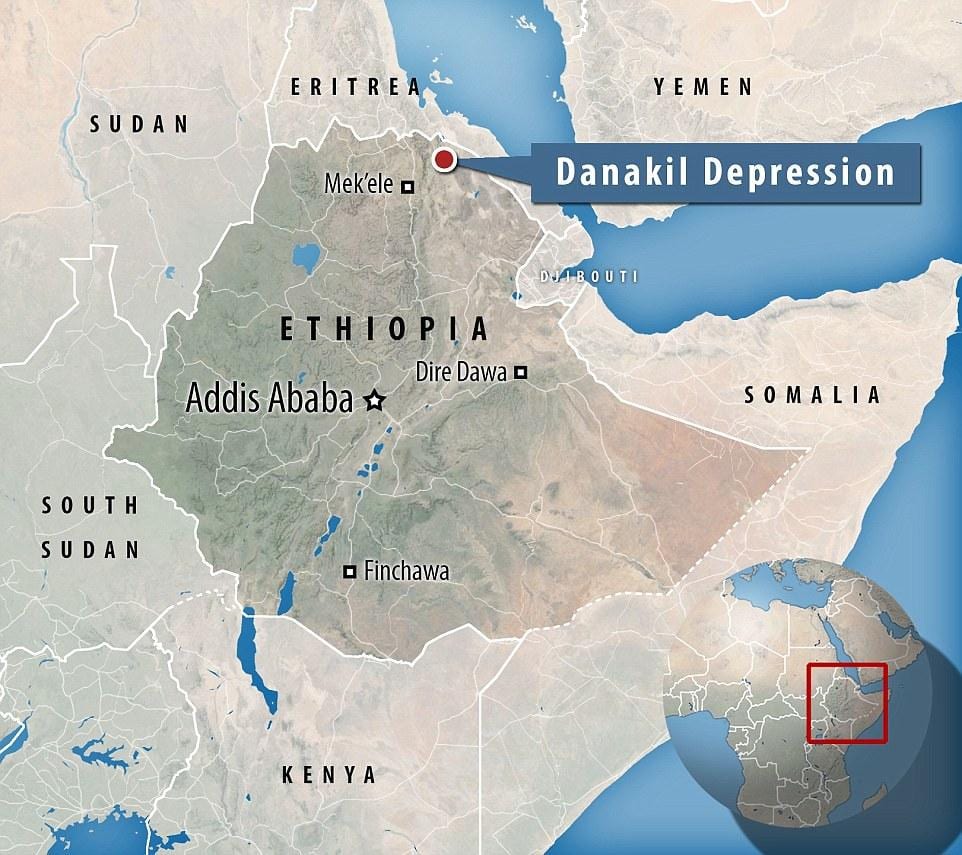 danakil depresija Etiopija žemėlapyje