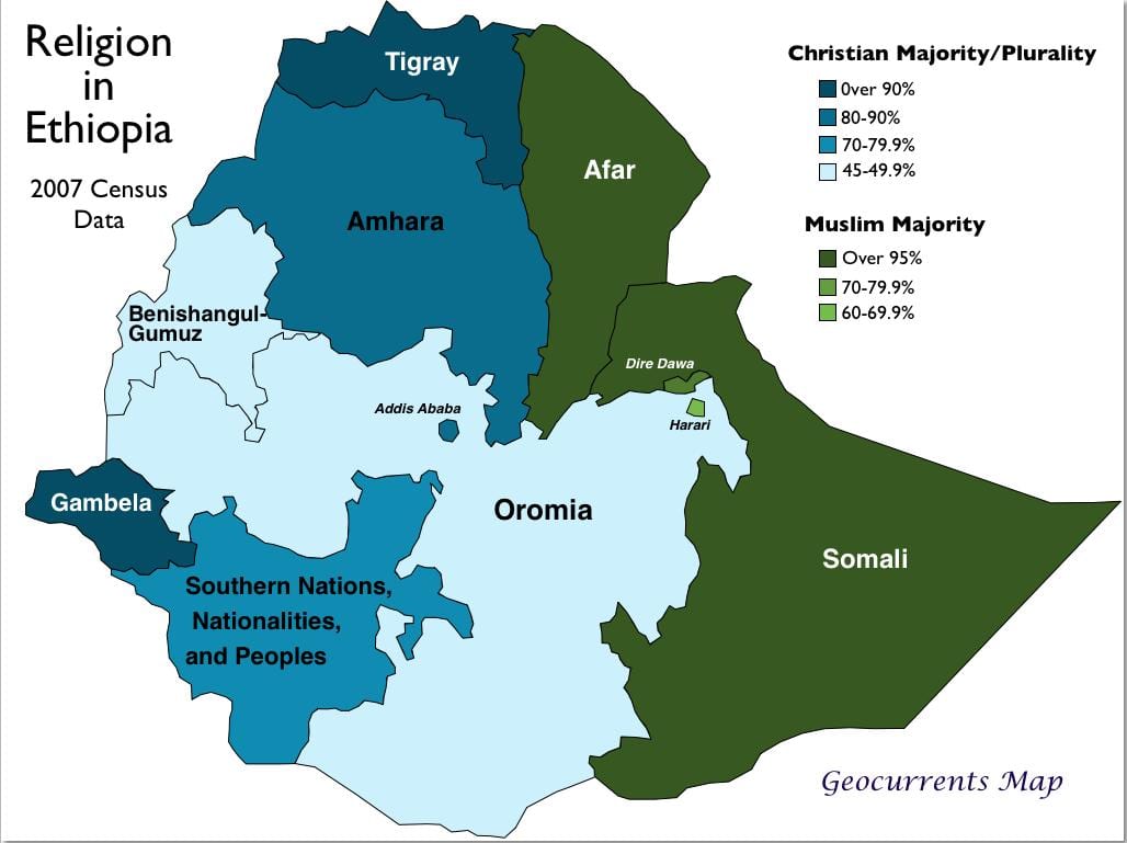 Etiopijos etninių grupių žemėlapis