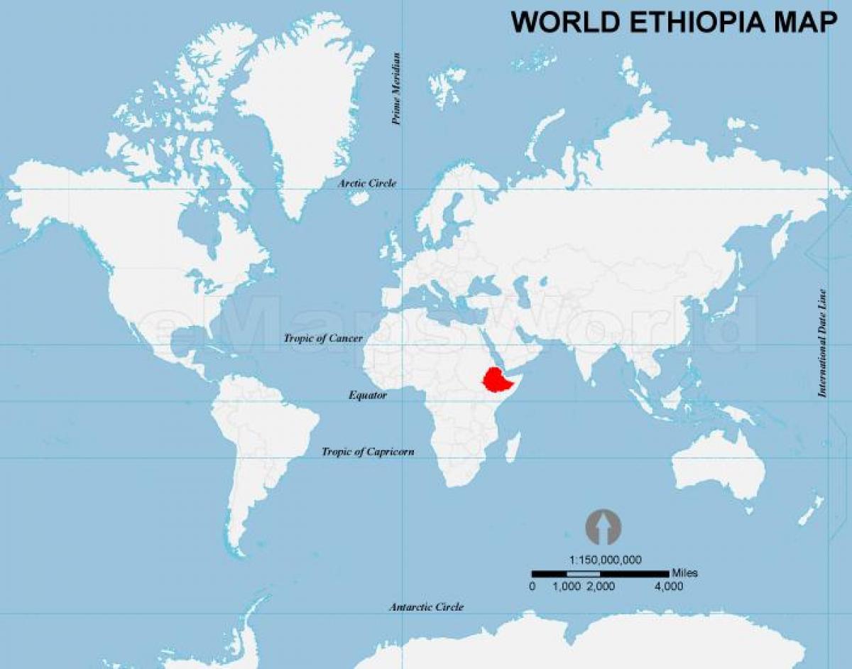 pasaulio žemėlapyje Etiopija vieta