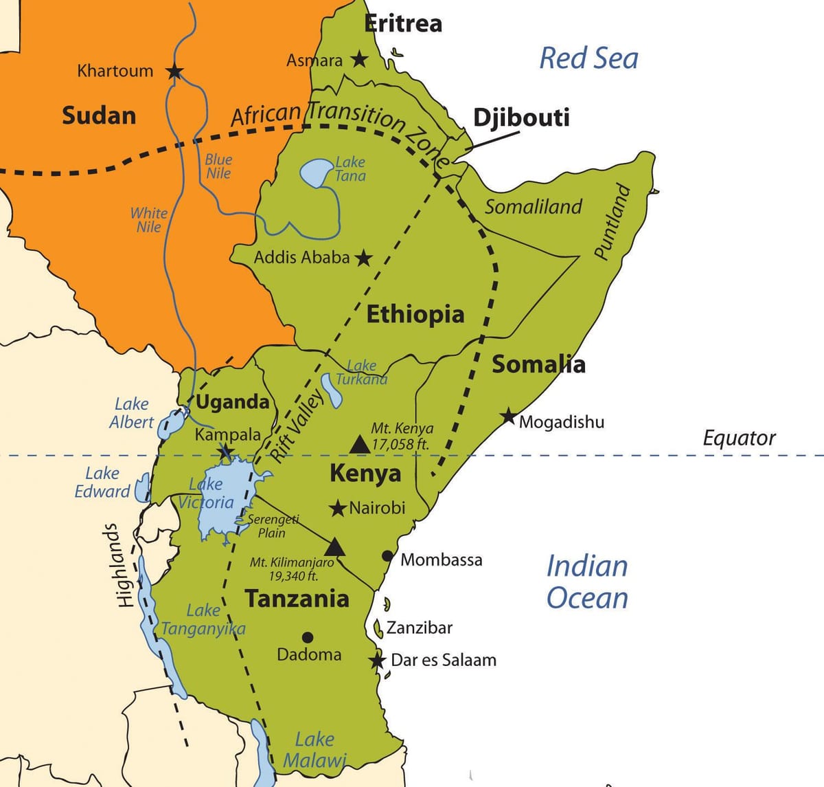 žemėlapis Etiopijos kalnynas afrika