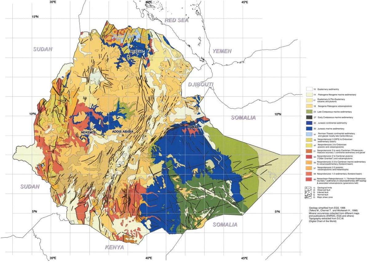 žemėlapis geologinis žemėlapis Etiopija