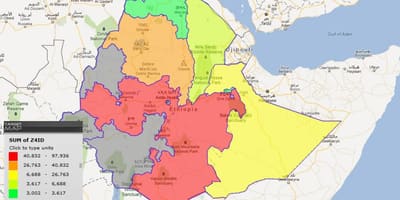 Etiopijos provincijos žemėlapis