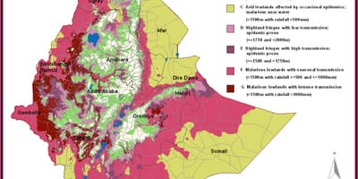 Žemėlapis Etiopija maliarija