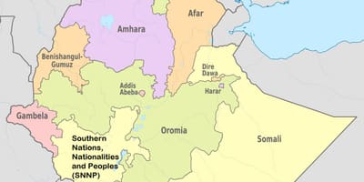 Etiopija regiono valstybių žemėlapis